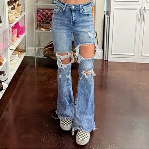 RISEN Los Angeles Distressed Flare Jeans Size 1/25